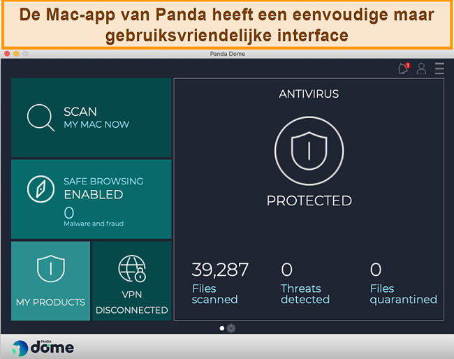 Screenshot van de Panda-app-interface op Mac