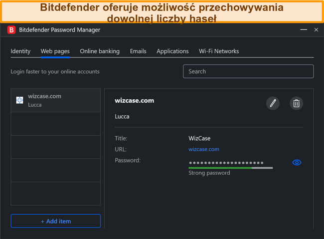 Menedżer haseł Bitdefender w systemie Windows.