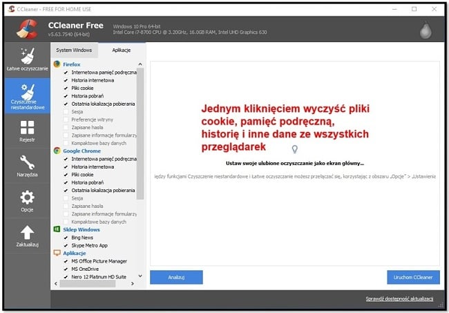 Czyszczenie komputera za pomocą CCleaner