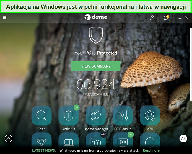 Zrzut ekranu interfejsu aplikacji Panda dla systemu Windows