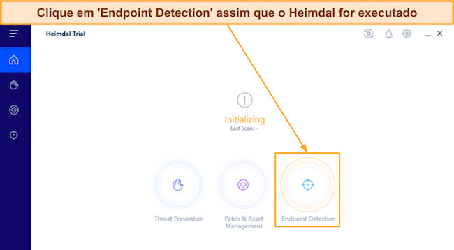 Captura de tela mostrando como acessar o menu Endpoint Detection do Heimdal