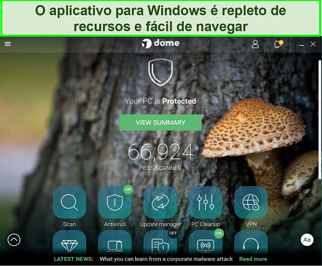 Captura de tela da interface do aplicativo do Windows da Panda