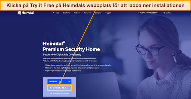Skärmdump som visar hur man laddar ner Heimdals testversion från dess hemsida
