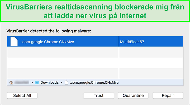 skärmdump intego malware blockerare pop-up