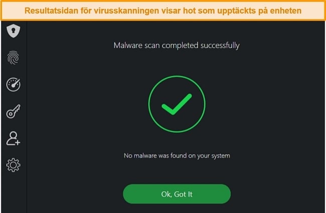 Skärmdump av TotalAVs virussökningsresultat