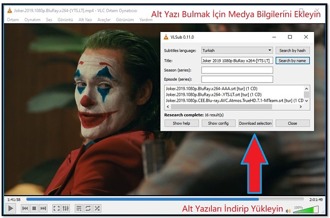 VLC ile Altyazı İndir