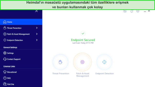 Heimdal'ın sezgisel masaüstü uygulamasını gösteren ekran görüntüsü