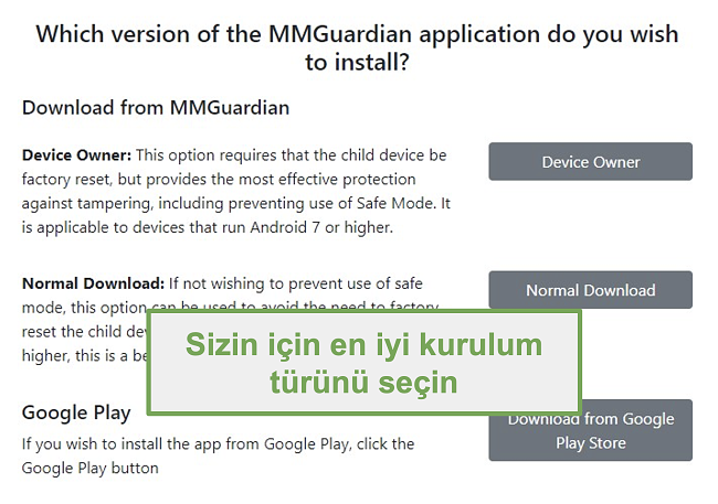 Kurulum türü seçiminin ekran görüntüsü