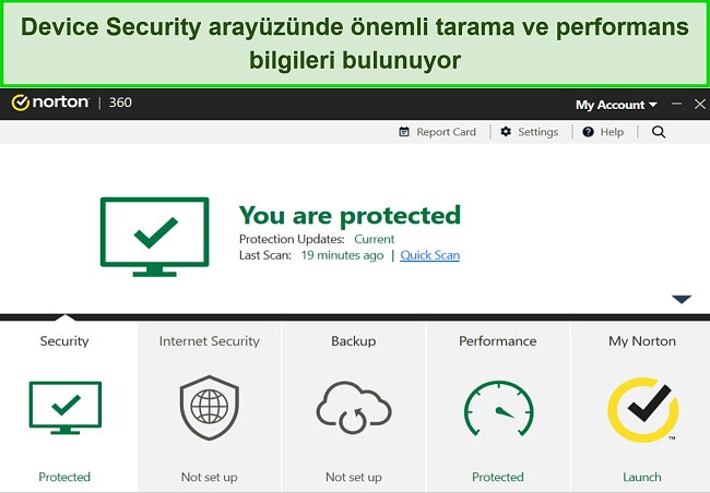 Norton'un Windows için Cihaz Güvenliği panosunun ekran görüntüsü.