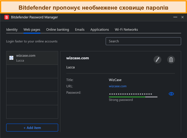 Менеджер паролів Bitdefender у Windows.