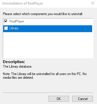 Uninstall RealPlayer components