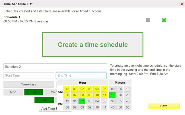 MMguardian create a time schedule