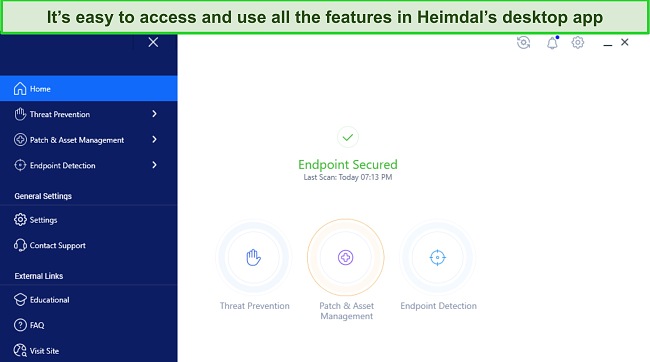 Screenshot showing Heimdal's intuitive desktop app