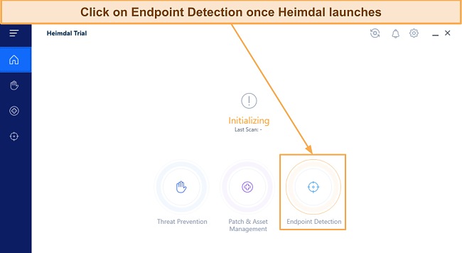 Screenshot showing how to access Heimdal's Endpoint Detection menu