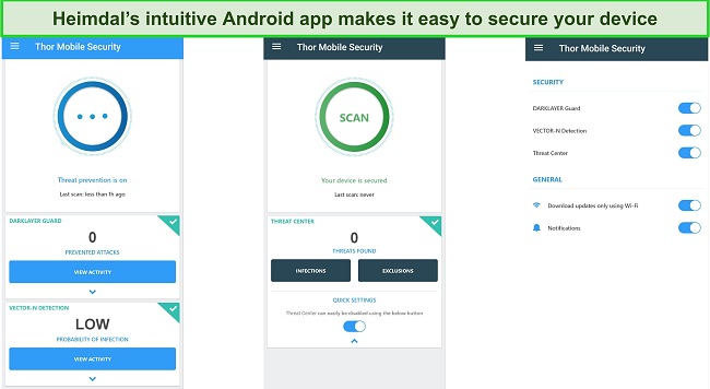 Screenshot showing Heimdal's user-friendly mobile app