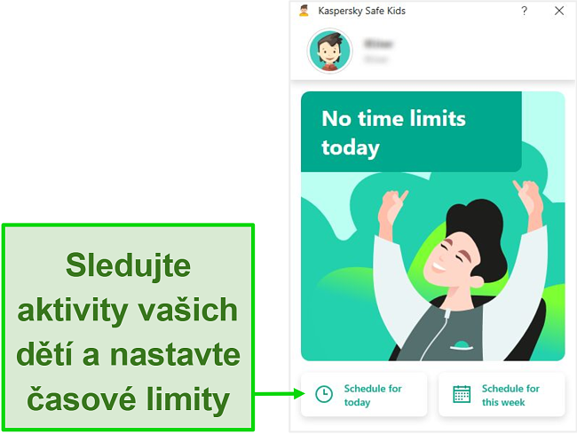 Screenshot individuálního profilu Kaspersky Safe Kids.