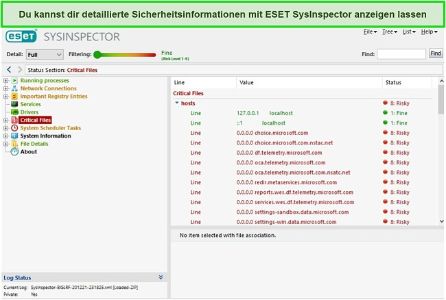 Screenshot von ESETs SysInspector