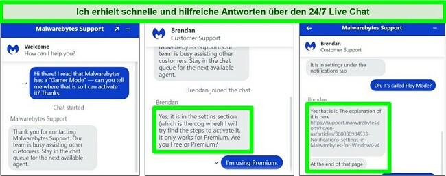 Screenshot der Live-Chat-Funktion und des Agenten zur Lösung einer technischen Frage