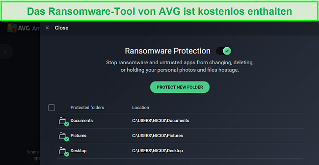 Screenshot des Download-Bildschirms von AVG Antivirus Ransomware Protection.