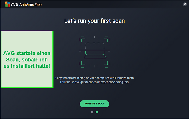 Screenshot des ersten Scan-Bildschirms von AVG Antivirus.