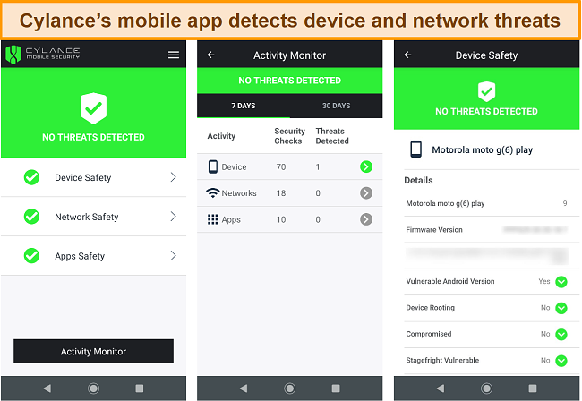 Screenshot of Cylance's mobile app on Android.