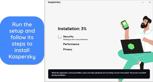 Screenshot showing Kaspersky's installation in progress on Windows