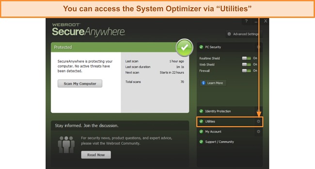 Webroot’s System Optimizer only helps free up space by deleting junk files