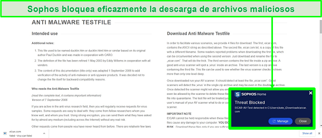 Captura de pantalla del sitio web que se sabe que tiene descargas maliciosas y Sophos está trabajando para bloquear archivos infectados.