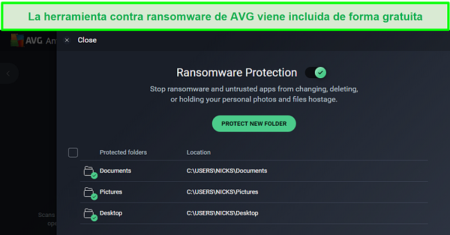 Captura de pantalla de la pantalla de descarga de AVG Antivirus Ransomware Protection.
