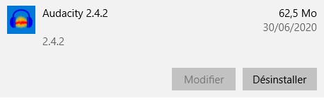 Désinstaller Audacity