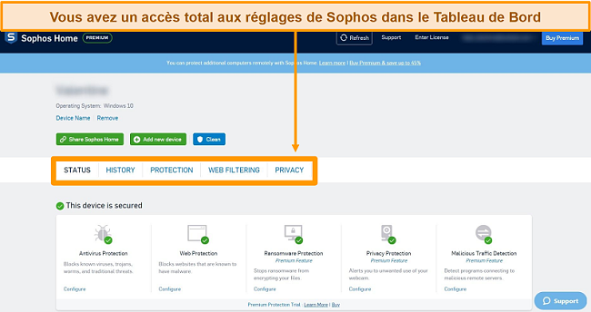 Screenshot of Sophos' web-based Dashboard