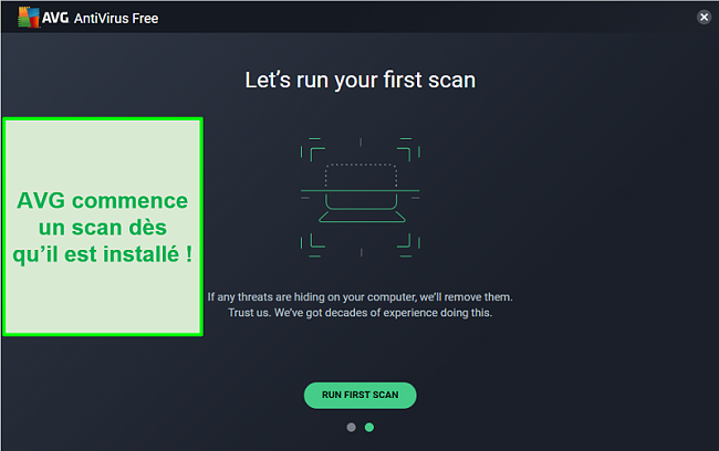 Capture d'écran du premier écran d'analyse d'AVG Antivirus.