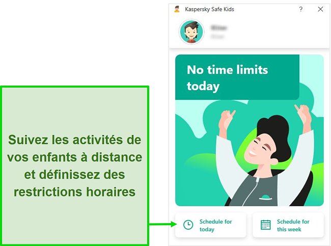 Capture d'écran du profil individuel de Kaspersky Safe Kids.