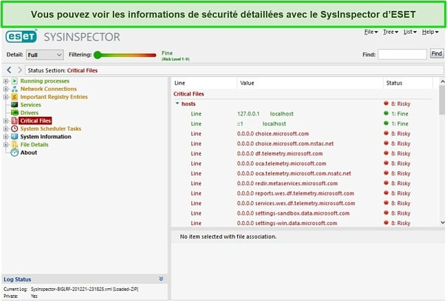 Capture d'écran du SysInspector d'ESET