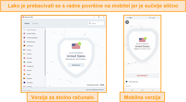 Snimak zaslona sučelja BullGuarda na mobilnim uređajima i stolnim računalima