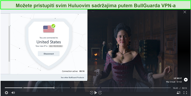 Snimak zaslona The Great on Hulu s povezanim BullGuardom