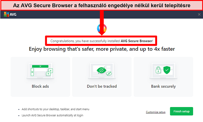 Az AVG Secure Browser kezdőképernyőjének képernyőképe.