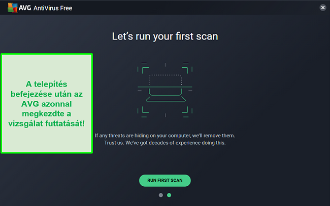 Pillanatkép az AVG Antivirus első vizsgálatáról.