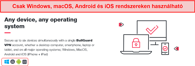 Képernyőkép a korlátozott számú eszközről, amelyhez a BullGuard csatlakozni tud