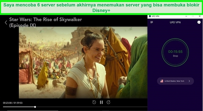 Disney Plus memainkan Star Wars: The Rise of Skywalker saat terhubung ke server di AS