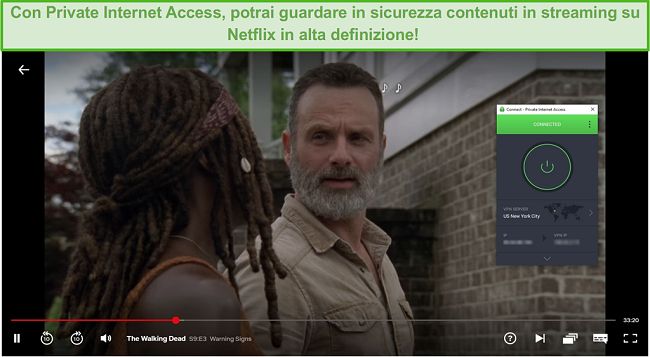 Schermata di sblocco PIA di Netflix US e streaming di The Walking Dead