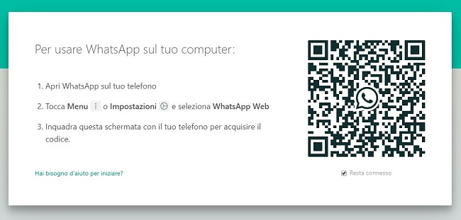 Codice QR di WhatsApp per Windows