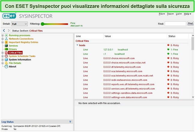 Screenshot della scansione completa del sistema di ESET