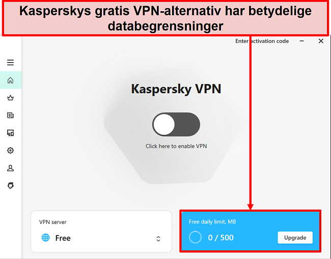 Skjermbilde av Kaspersky Secure Connection gratis versjon