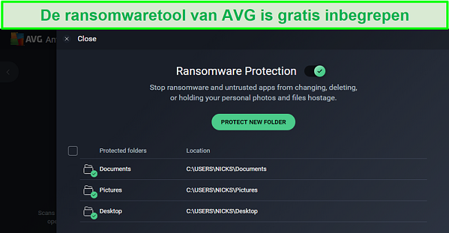 Schermafbeelding van het downloadscherm van AVG Antivirus Ransomware Protection.