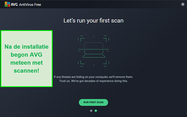 Screenshot van het eerste scanscherm van AVG Antivirus.