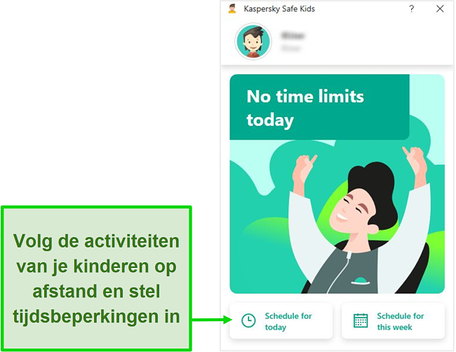 Screenshot van het individuele profiel van Kaspersky Safe Kids.