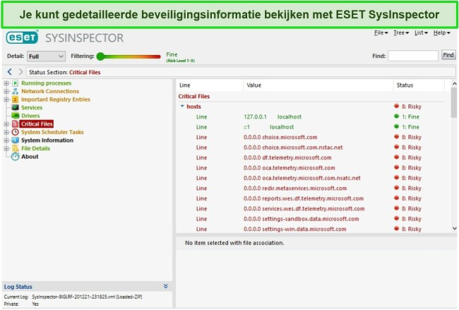 Screenshot van ESET's SysInspector