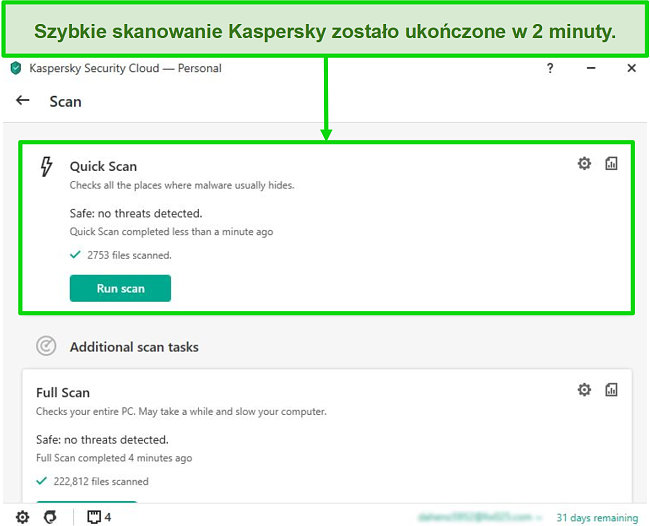 Zrzut ekranu zgłoszeń serwisowych Kaspersky na stronie internetowej Kaspersky.