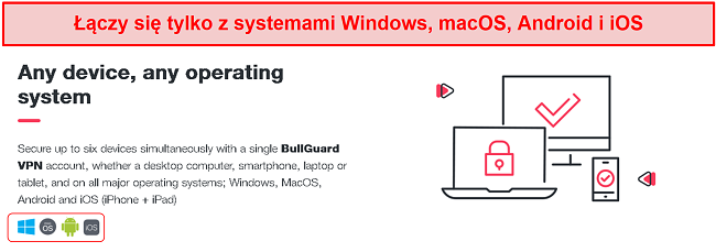 Zrzut ekranu przedstawiający ograniczoną liczbę urządzeń, z którymi BullGuard może się połączyć